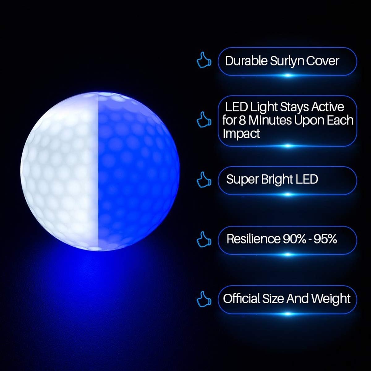ILYSPORT LED Golf Balls, Glow in the Dark Night Glow Golf Balls BigaMart