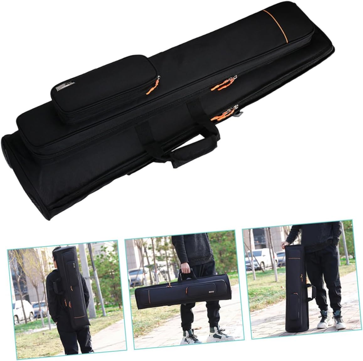 Luxshiny Trombone Bag with Double Shoulder Straps High-density Oxford Cloth Musical Instrument Carrying Case for Tenor Bass Trombone Protection and Shockproof Storage