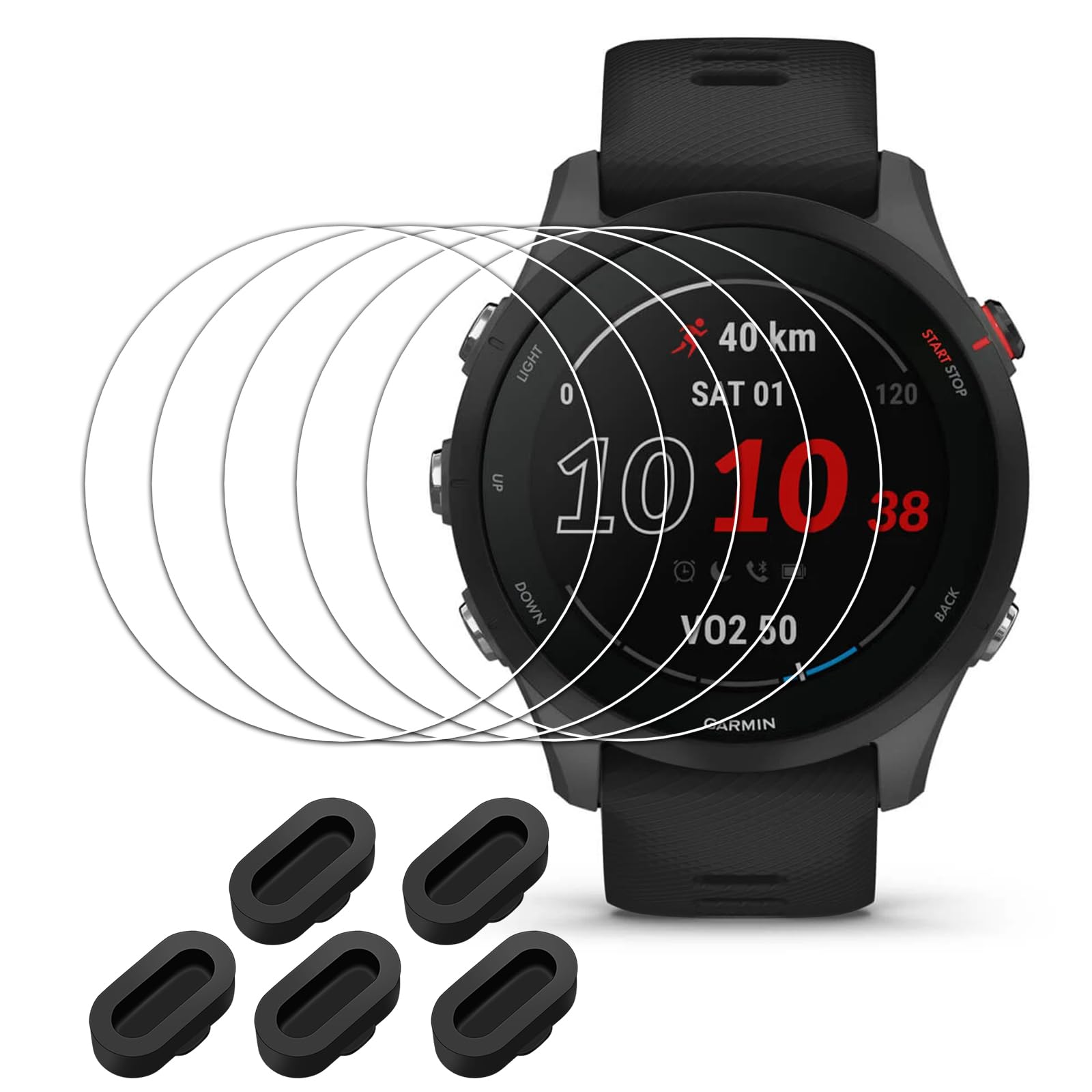 5 sztuk ochraniacz ekranu z Garmin Forerunner 255/255 Music 46 mm, folia ochronna ze szkła hartowanego [odporna na zarysowania] ochrona ekranu (Forerunner 255/255 Music)
