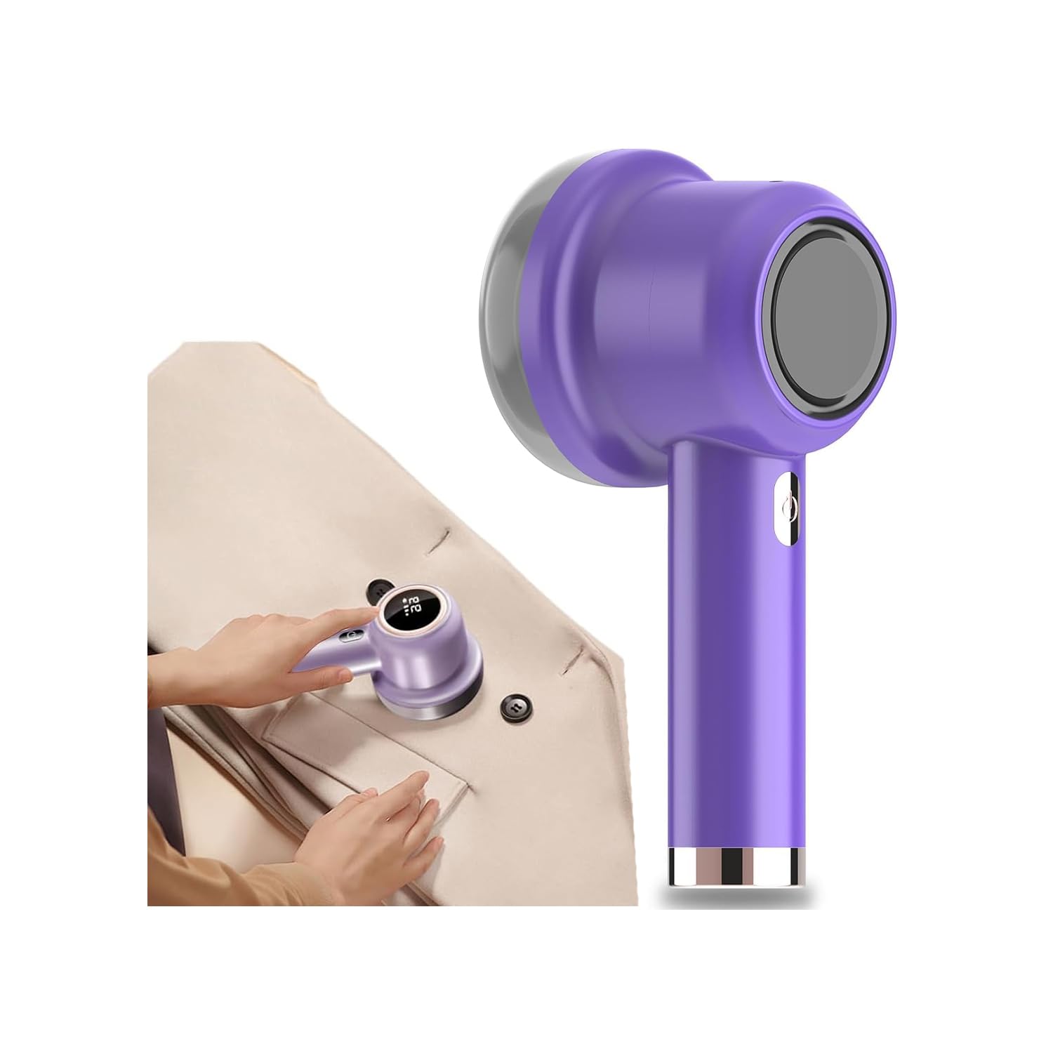 Elektrischer Fusselrasierer effizient für Kleidung, Wäsche und Teppichböden – wiederaufladbar über USB, inklusive Reinigungszubehör, 7,62 x 7,62 x 15,24 cm, ABS, Violett, 5 W