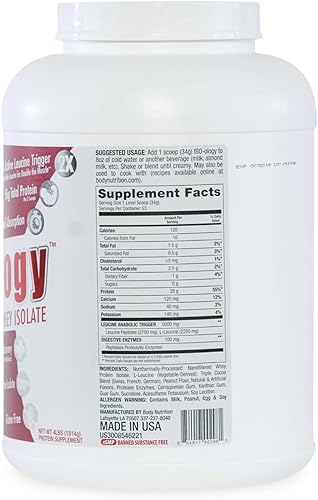 Miniatura 7 de Body Nutrition ISO-Ology Chocolate Leucina Mejorado Suero Aislado 34 GR Muestra