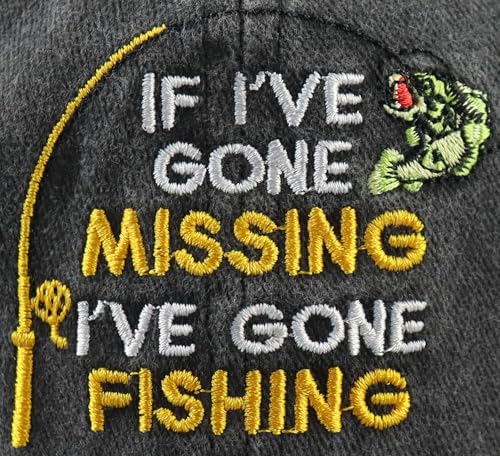 Image of If I've Gone Missing I've Gone Fishing Hat for Men Women, Funny Adjustable Embroidered Fishing Lovers Baseball Cap