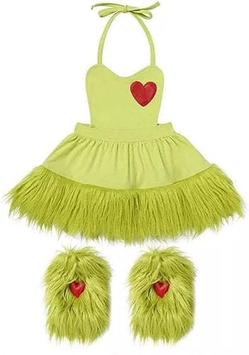 Listenwind The Baby Who Stole Chrismas Flurry Monster - Traje de cosplay de Navidad mameluco de manga larga pantalón con tirantefalda