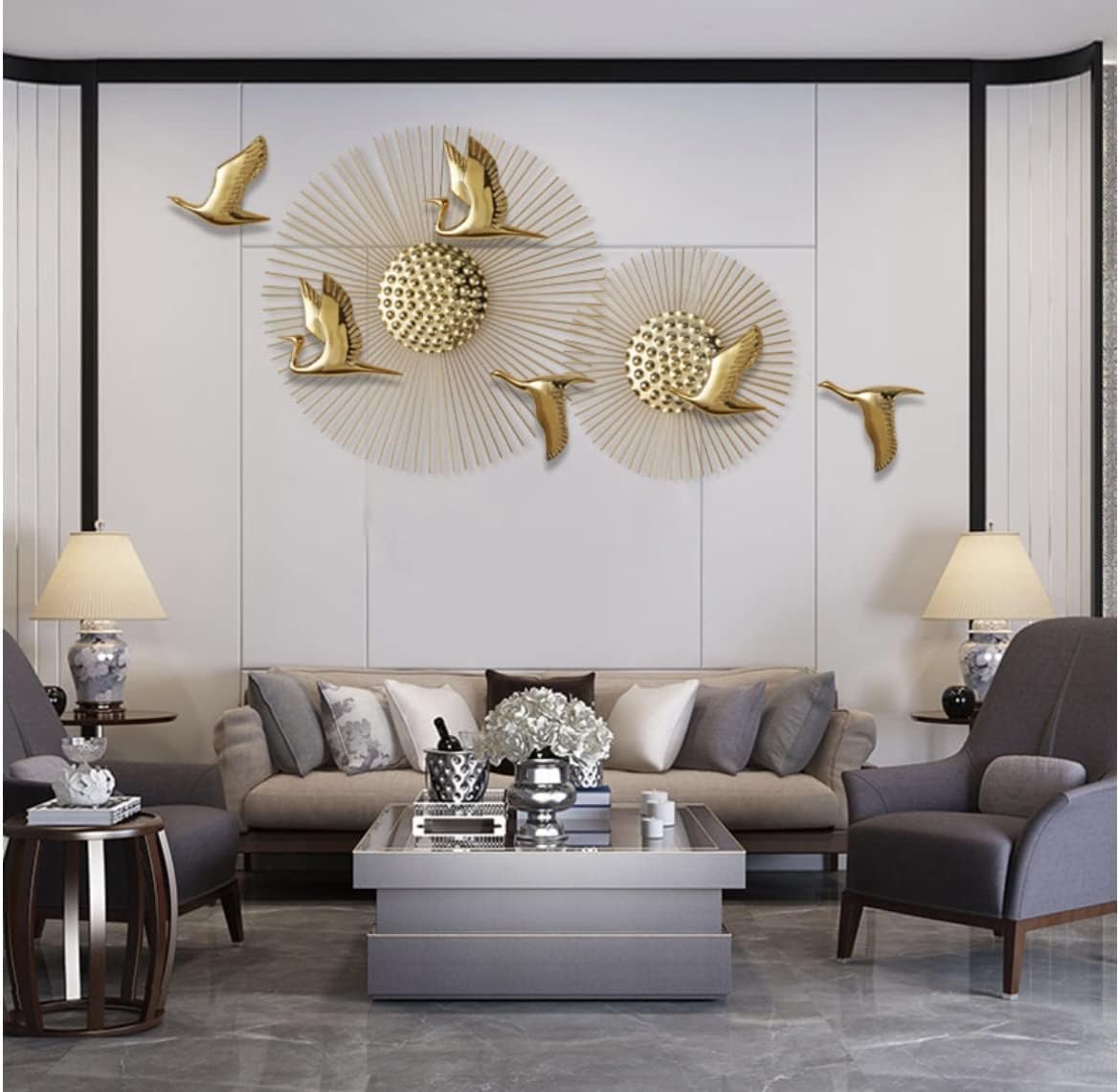 Metal Wall Art Iron Wall Hanging Home Decoration Perfect for Living Room, Hotel & Restaurant/Bedroom/Drawing Room (GOLDEN, Size: 65 INCH)