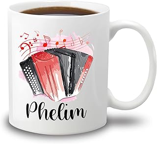 Personalized Accordion Musical Instrument White Coffee Mug 11 15 Oz, Accordion Coffee Cup Gifts for Accordion Player Men Women, Customized Name Accordion Player Travel Mug, Accordion Band Cup Gifts