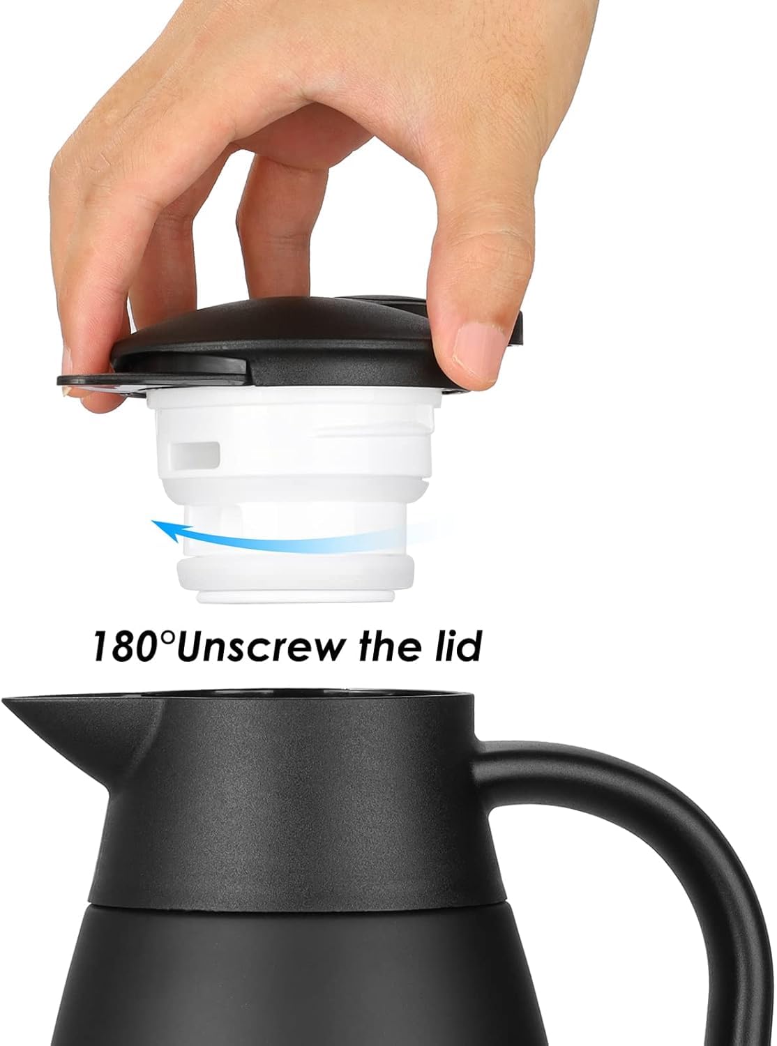 2 Liter Edelstahl Isolierkanne, Doppelwandige Vakuum Tee- und Kaffeekanne, Hitze- und Kälteisolierung, Perfekt für Zuhause, Büro oder Outdoor (Schwarz)