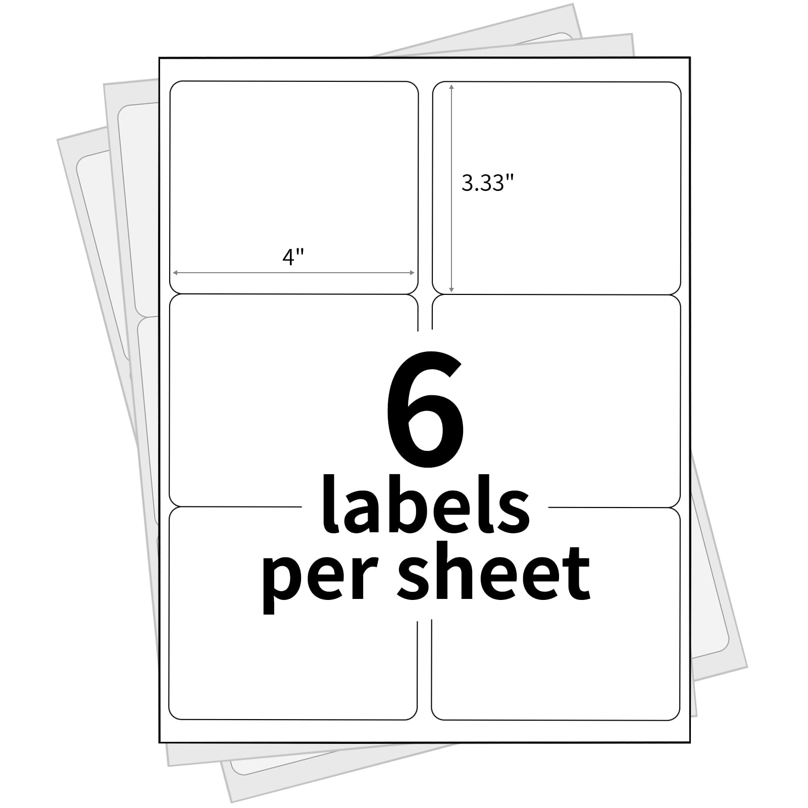 3 1/3" x 4" Printable Label Paper White 50 Sheets, Shipping Address Label for Laser and Inkjet Printers, for 5164 8164 Label Sheet 300 Stickers