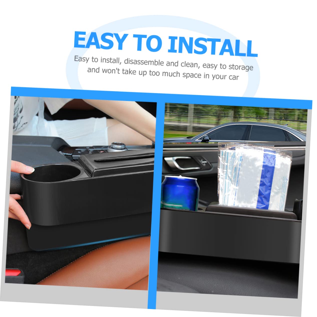 Gatuida 2 Piezas de Organizador de Ranuras para Asientos de Coche, Relleno de Espacio Portavasos, Abs Resistente a Impactos, Negro