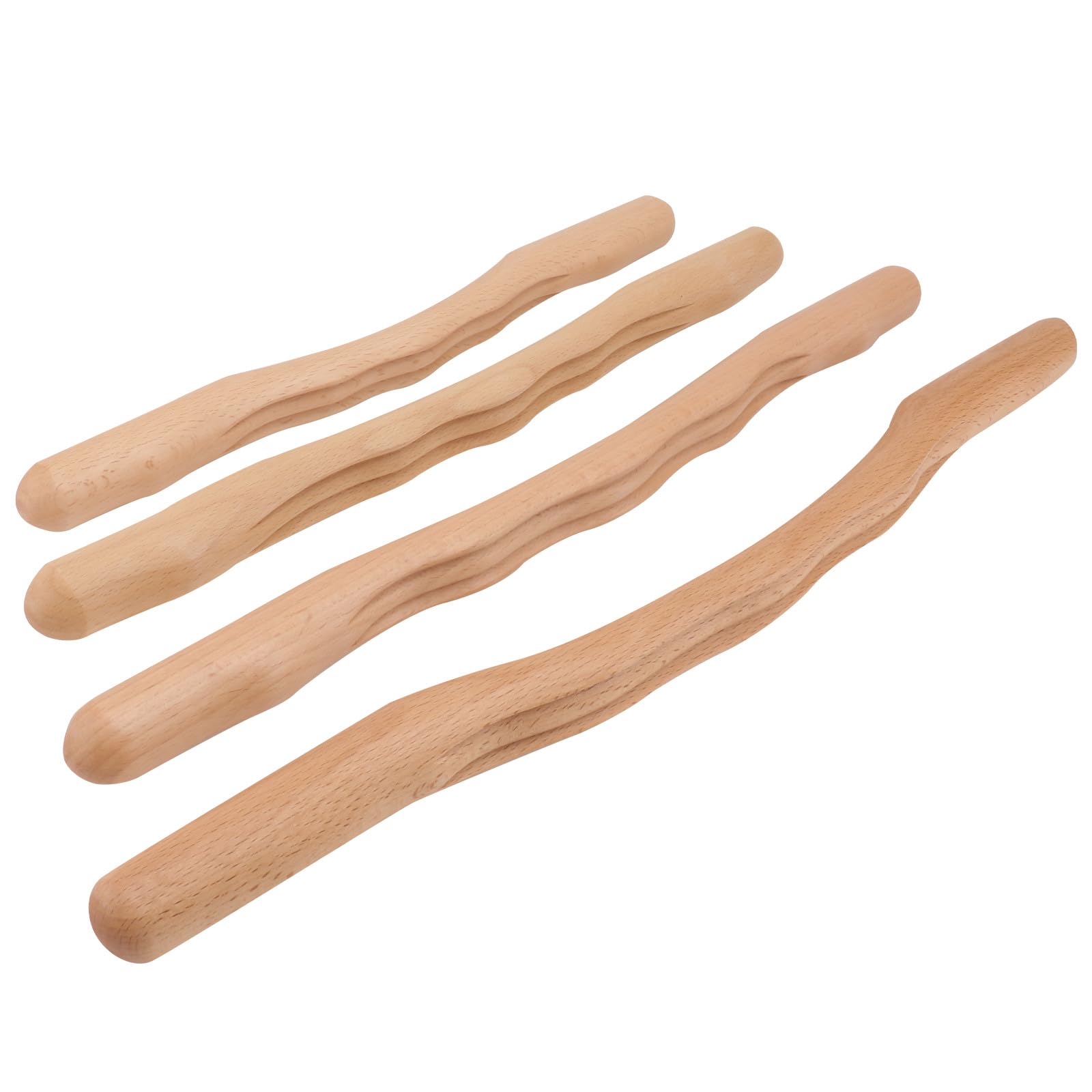 FRCOLOR 4 Piezas Raspando Madera Masajeadores De Salón De Belleza Herramienta De Masaje Facial Rodillo De Masaje Rodillo Masajeador Facial Escobillas De Goma Para El Hogar Palos Haya