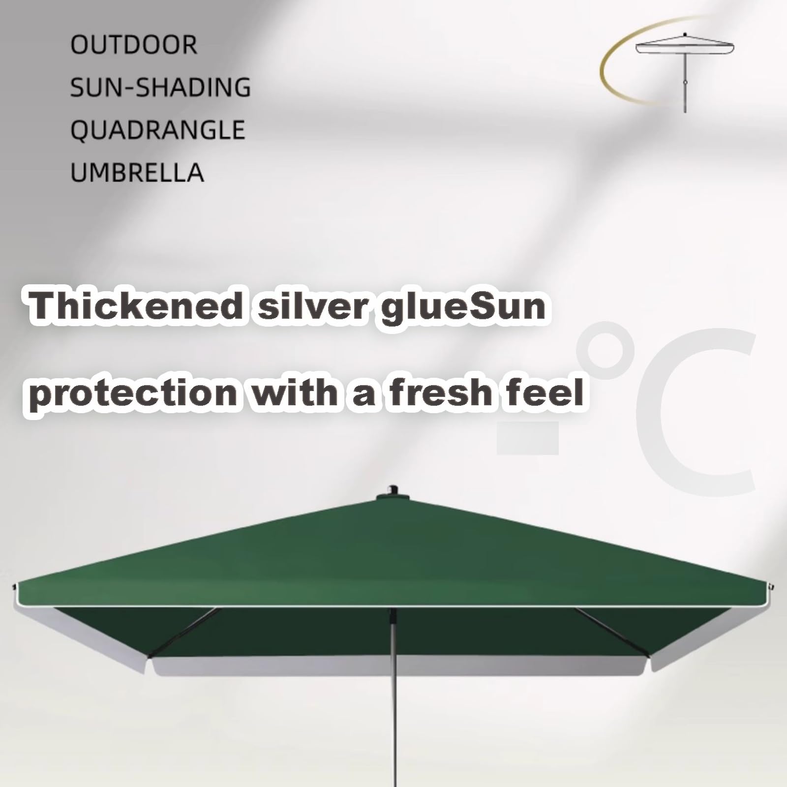 Parasol De 1,8 * 2,2 Metros, Sombrilla Rectangular, Playa Azul, 4 Posiciones De Ajuste