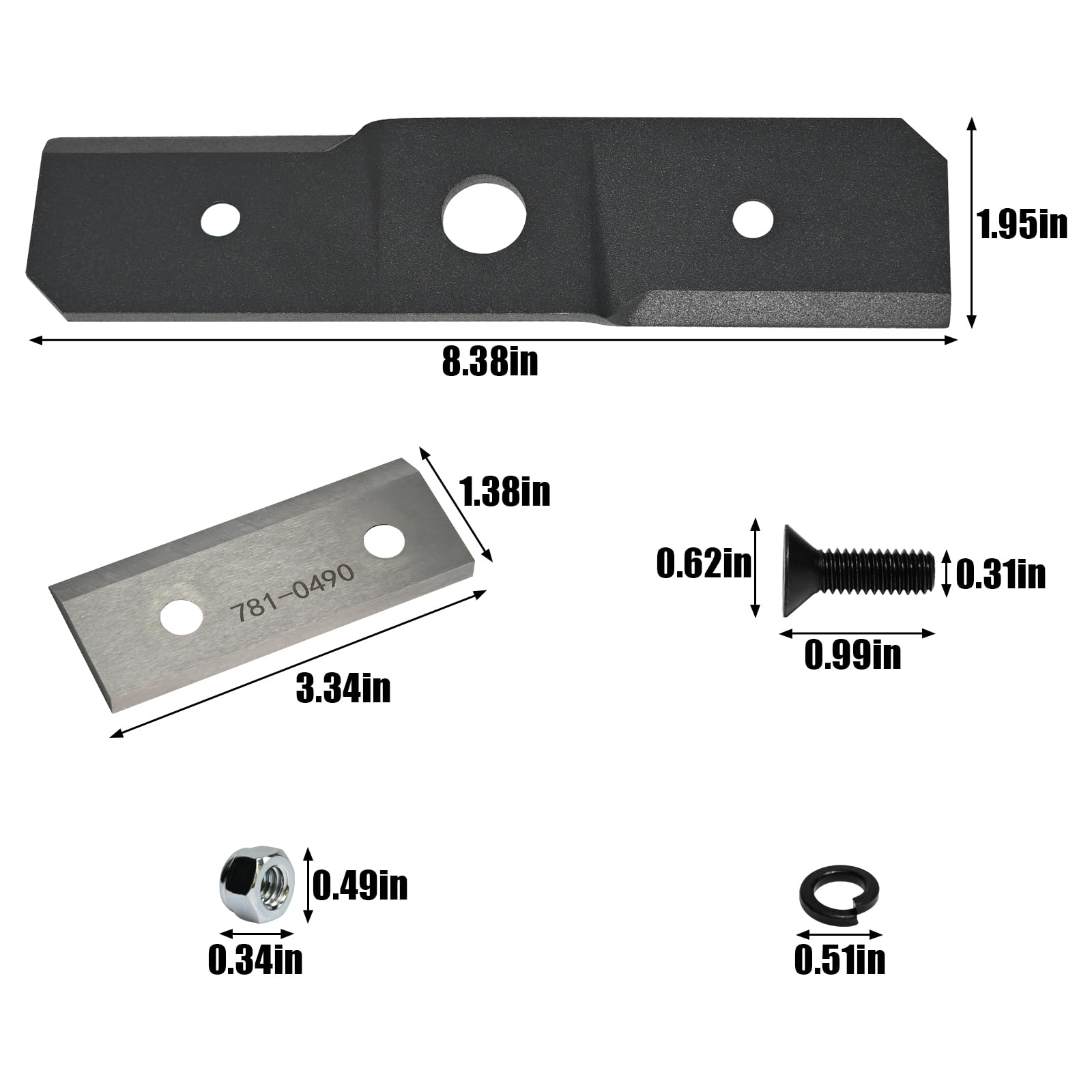 Kit de lames de déchiqueteuse 781-0490 742-0571 pour Craftsman Troy-Bilt MTD