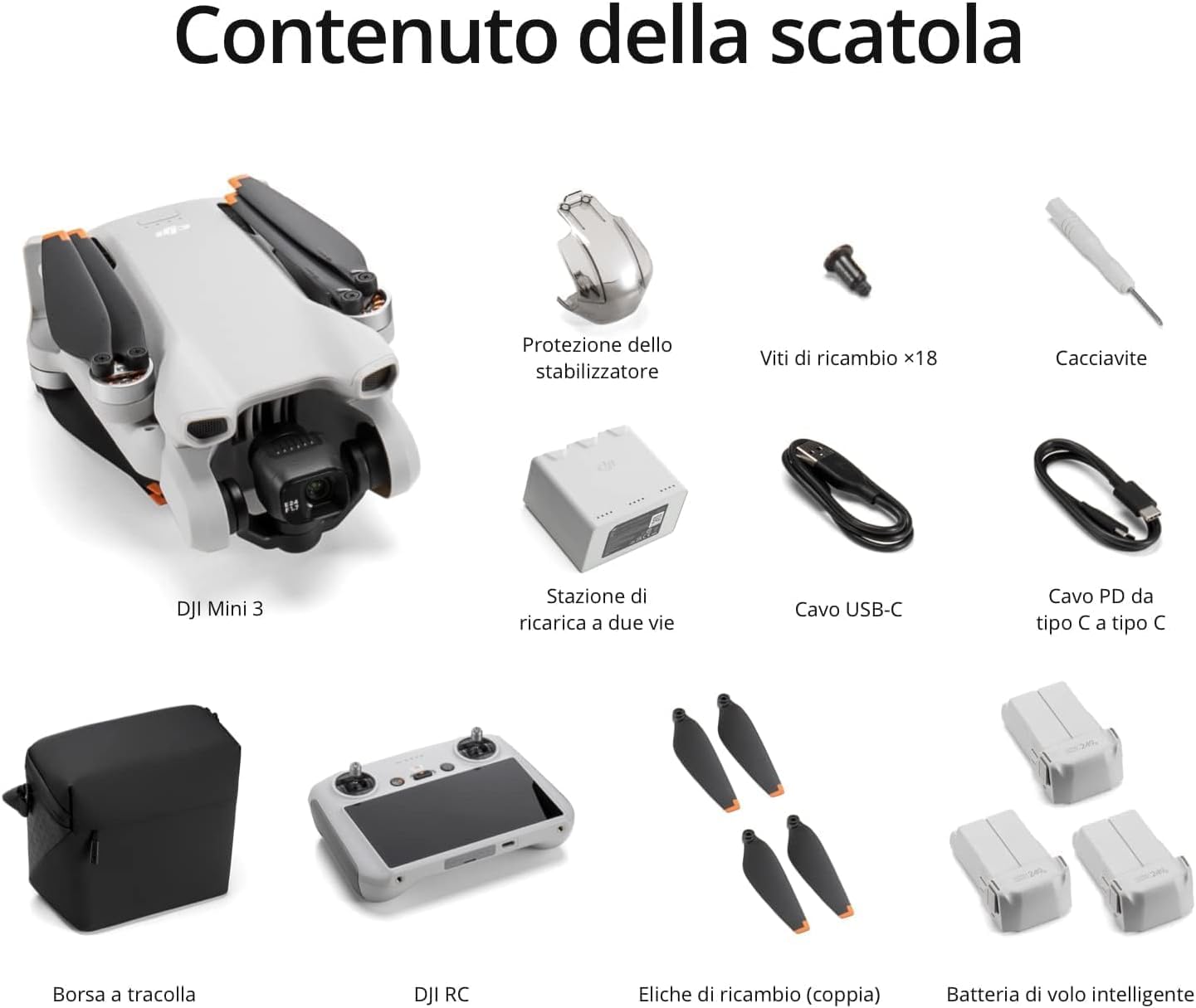 DJI Mini 3 con Molteplici Accessori Bundle - Mini drone leggero e pieghevole con video 4K HDR, 38 minuti di volo, riprese verticali reali e funzioni intelligenti, C0,Con gonna (Mini 3 Fly More Combo)