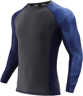 Men's Rash Guard Long Sleeve UPF 50+ Base Layer Skins Compression Shirt Performance Fit
