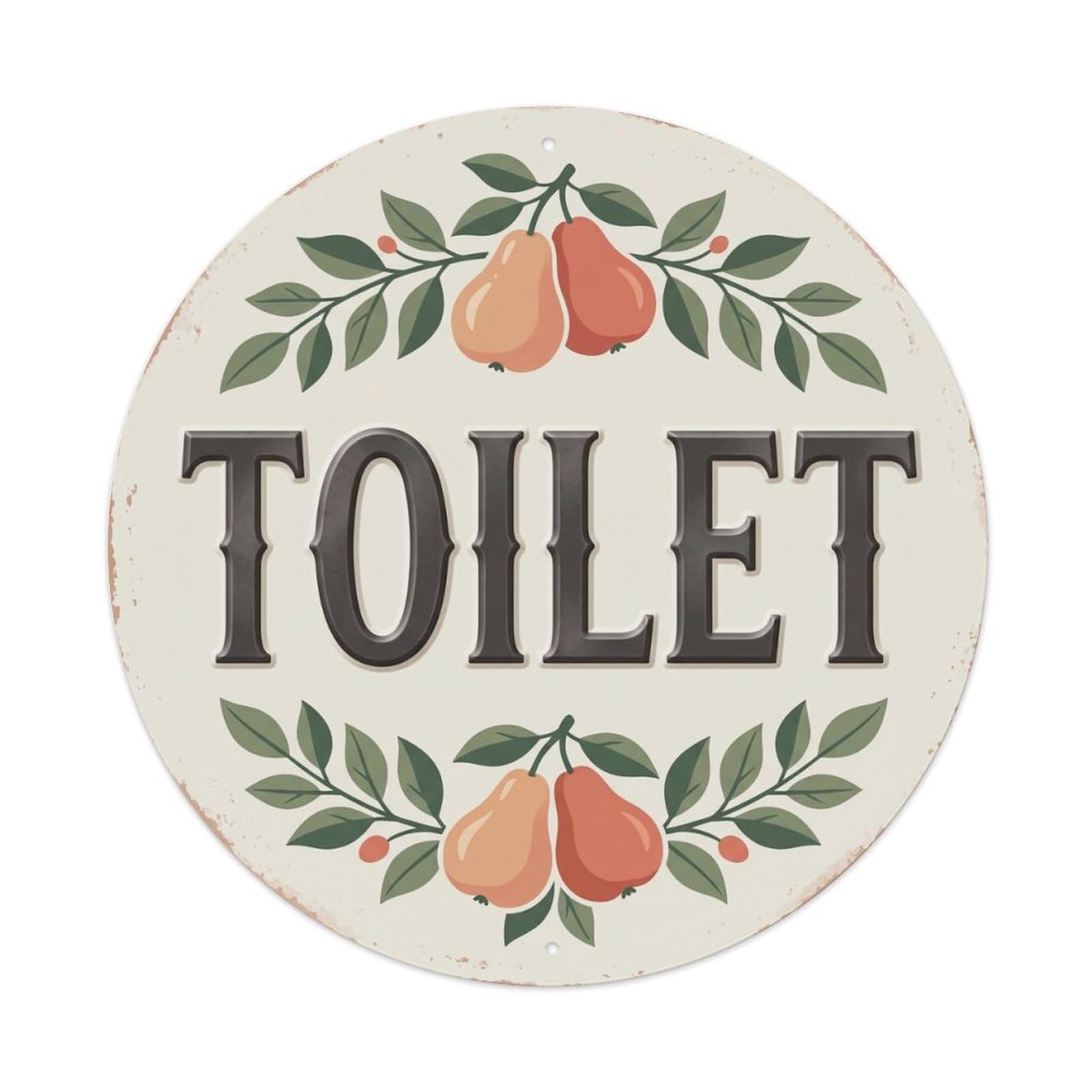Okahys 8X8inch(20X20cm) Toilet(Wc) Signage Pear Vintage Metal Tin Sign
