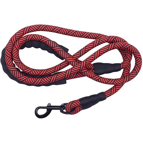MayPaw Heavy Duty Rope Dog Leash, 3/4/5/6/7/8/10/12/15 FT Nylon Pet Leash, Soft Padded Handle Thick Lead Leashes for Large Medium Dogs Small Puppy