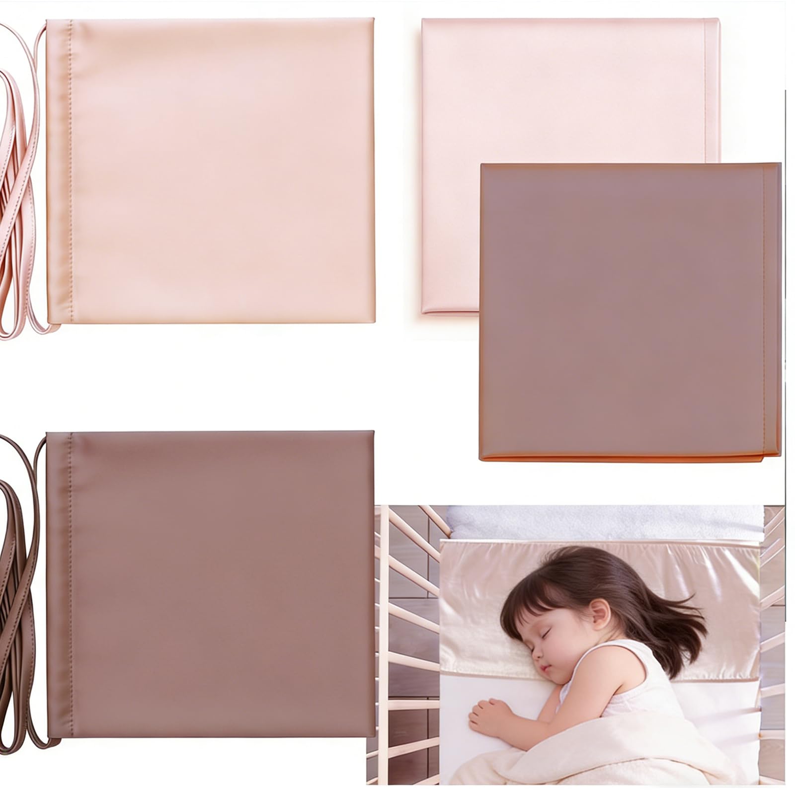 2 Pack Satin Bassinet Sheets - Ultra Soft Silk Feeling Crib Sheets for Baby Hair Protection, Fits Rectangle Oval Round Hourglass Bassinet Mattress, Washable Newborn Cradle Pad Cover (Coffee & Pale)