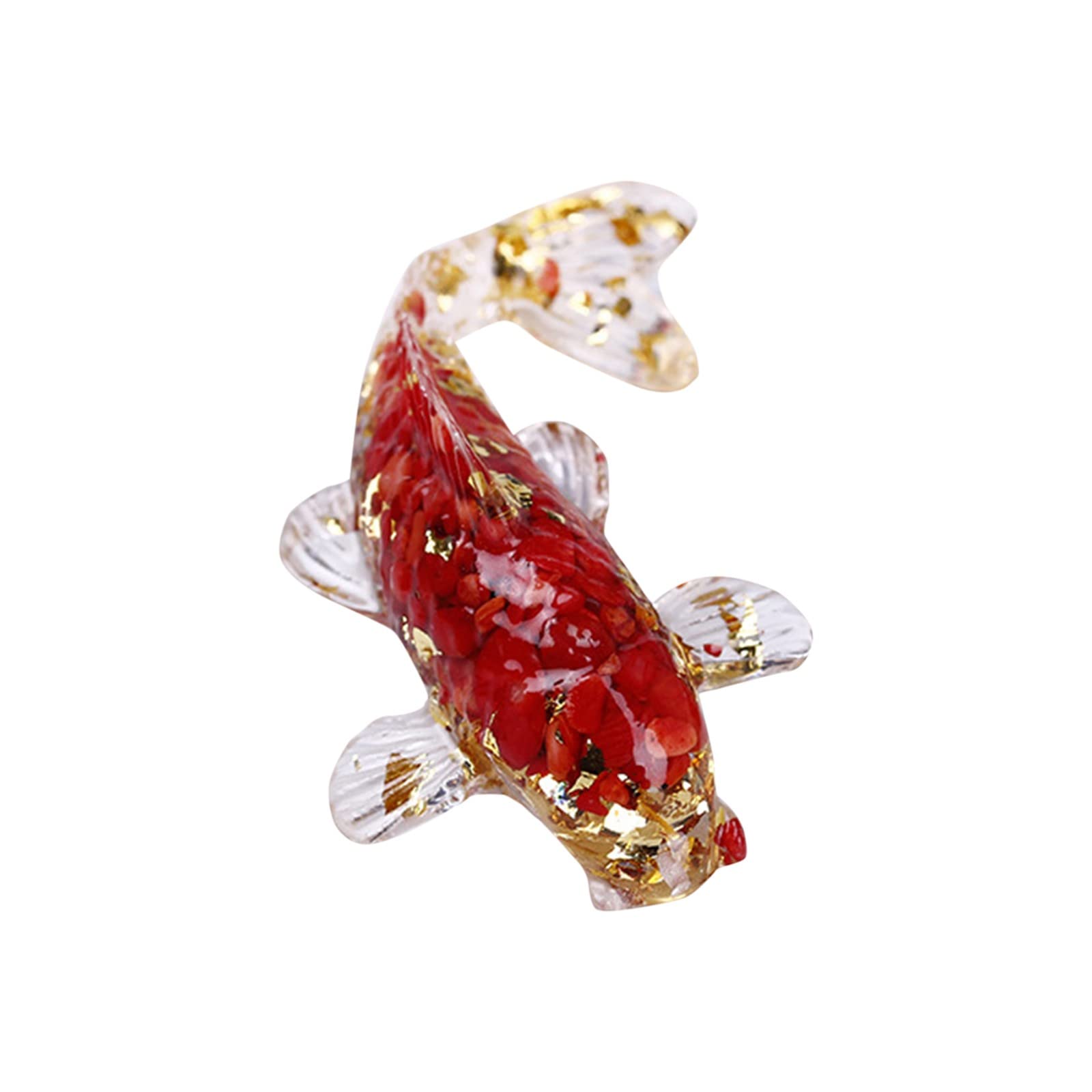 Miniature Crystal Fish, 𝖪-𝗈𝗂 Carp Fish Figurine, Symbolising Good Luck and Good Fortune, Resin Fishes Crystal Gravel Fishes Statue, Small Ornament