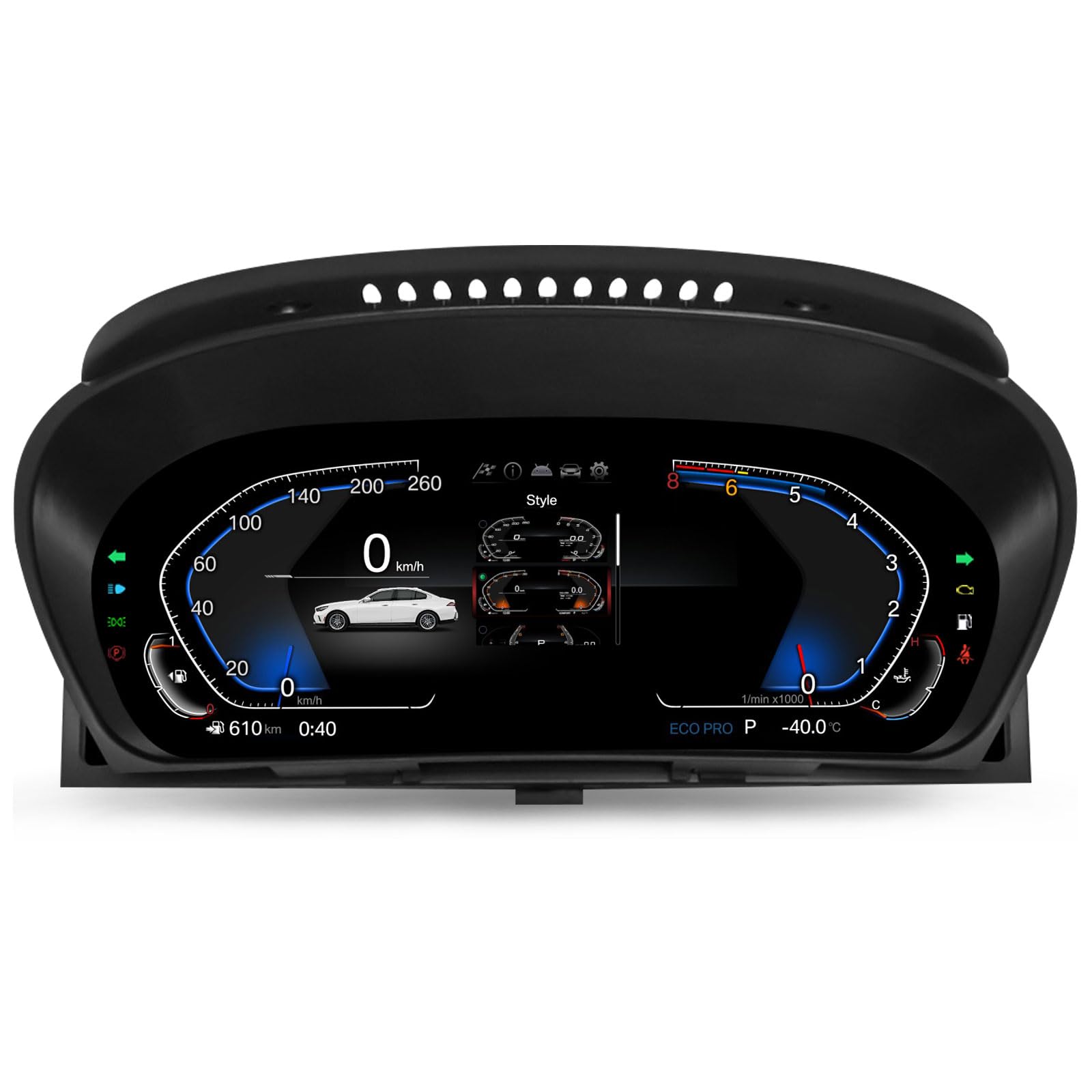 12,3 pollici Quadro Strumenti Digitale per BMW Serie 5 E60 E61 X5 E70 X6 E71 con CCC/CiC, Cruscotto con Display LCD, Supporta Pressione Pneumatici, Temperatura Olio, 7 Temi UI, Pulsanti al Volante