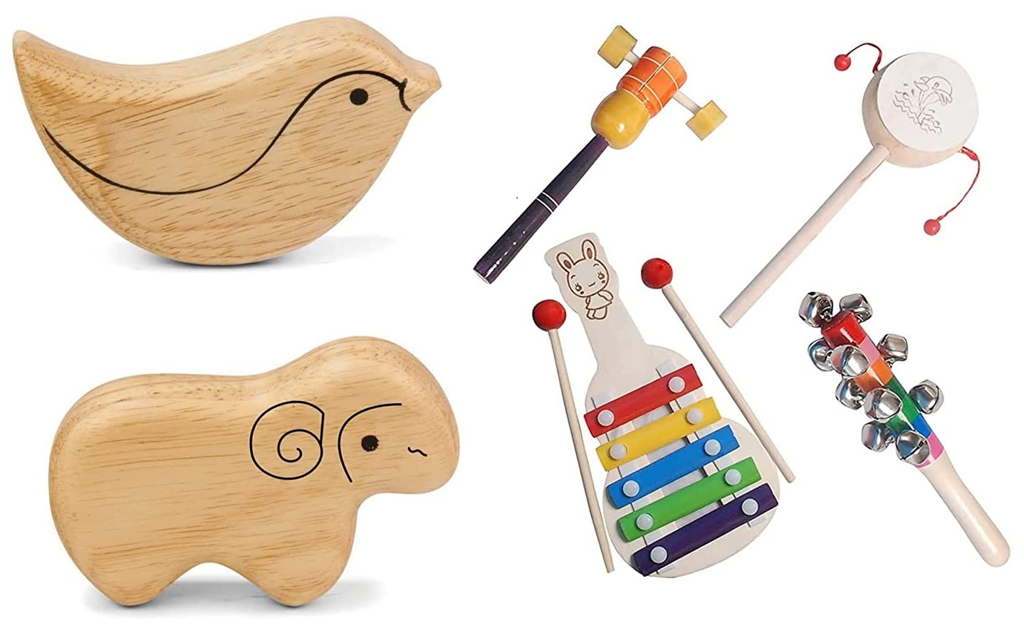 Channapatna Toys Wooden Baby Rattles & Animal Shakers for 6 to 12 Months | Gift for New Born Baby Toys Girl Boy Infants 0 to 6 Months - Set of 6 pcs - Non Toxic Multi Colors (B09PLL4JLC) Amazon Price History, Amazon Price Tracker