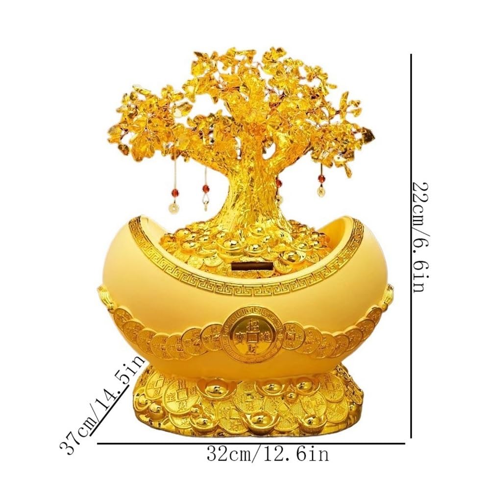 Ornament Cytryn Fortune Tree Decoration, ze złotymi wlewkami kryształowymi ornamentami, domowe rękodzieło inauguracyjne drzewo pieniędzy