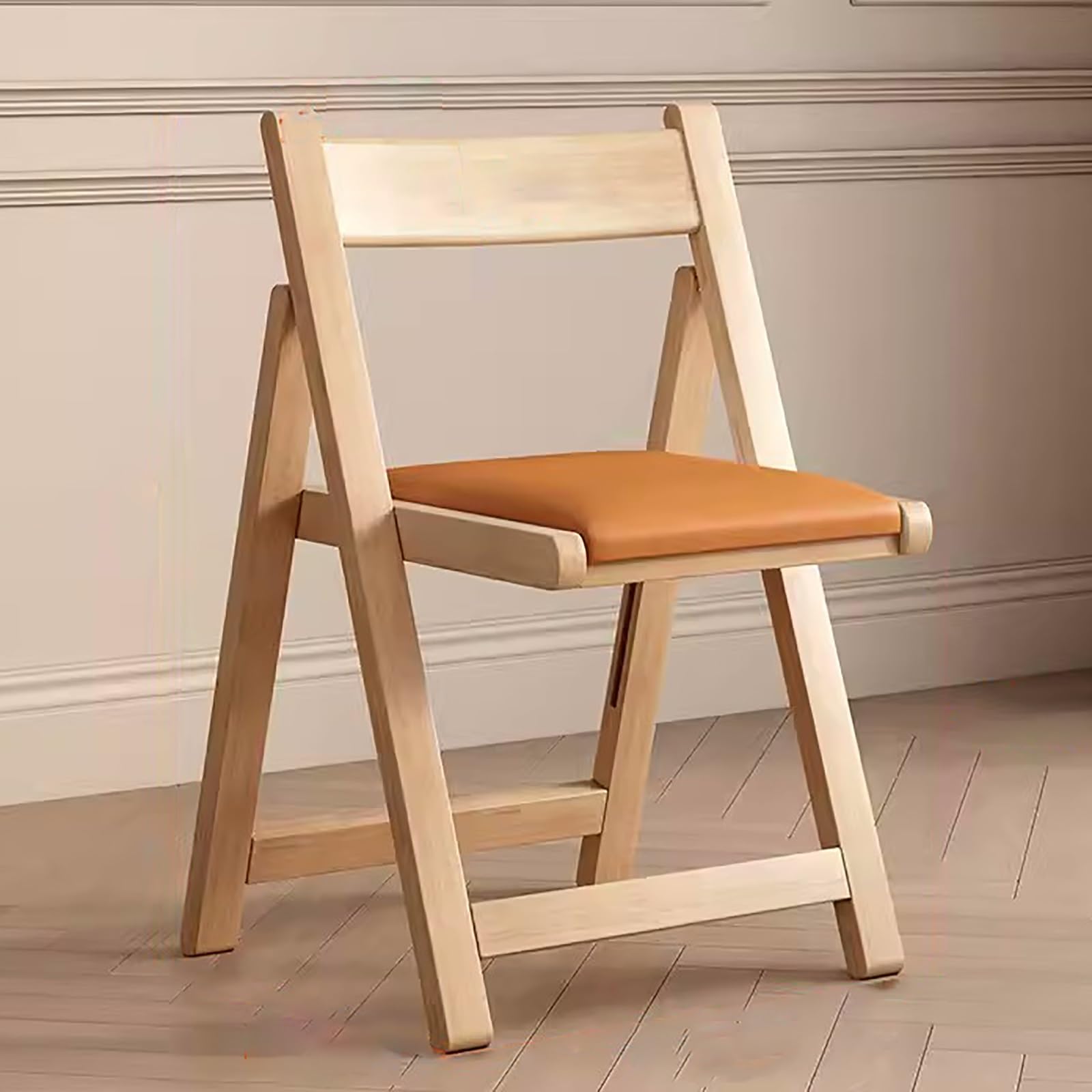 Chaise milieu du siècle en bois massif avec dossier rembourré haut de gamme