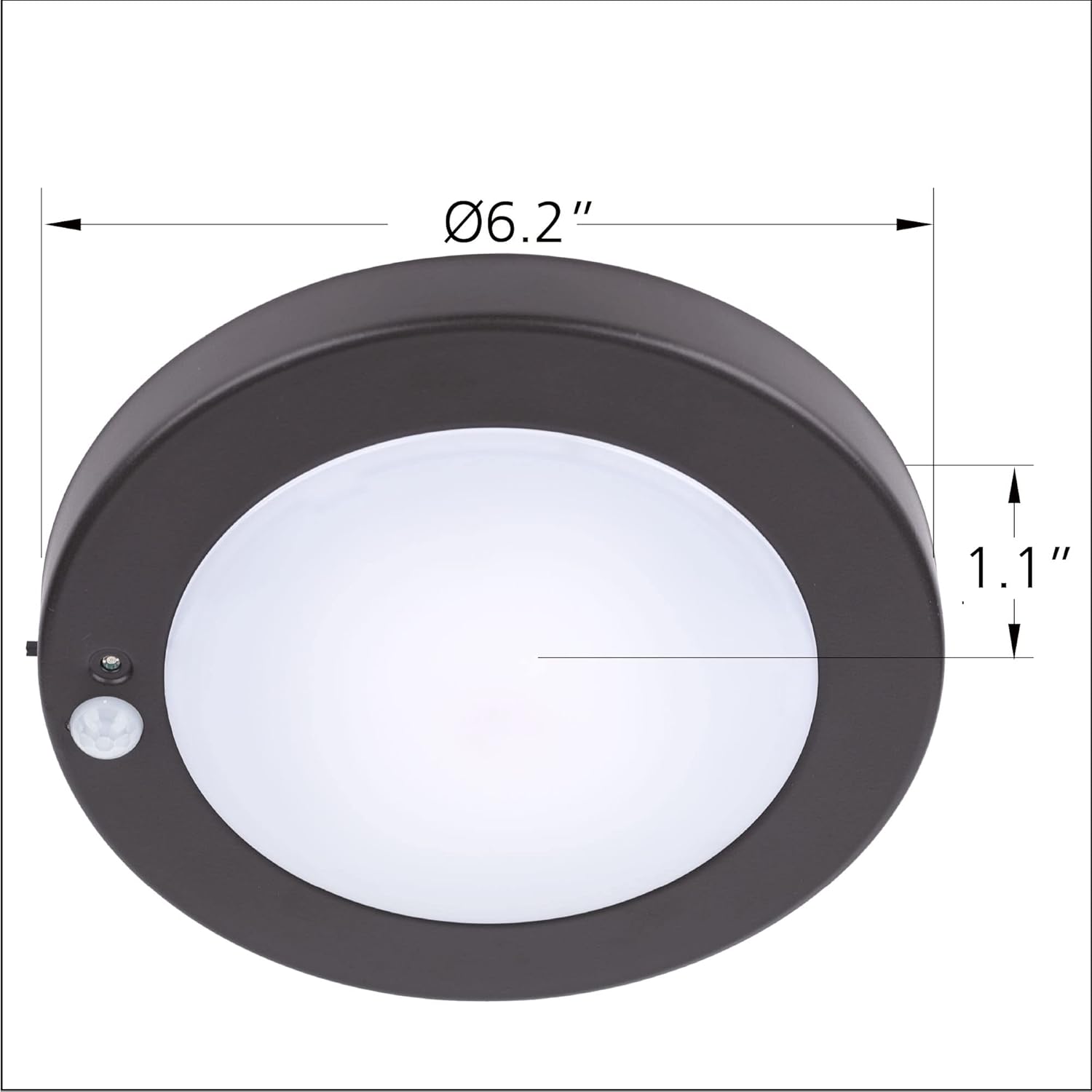 YoonLIT Flush Mount Motion Sensor LED Ceiling Light with Photocell Sensor, ON/Off Automatic for Stair, Porch, Closet, Basement, Hallway, Pantry, 6.2 Inch 10.5W 700 Lumen, Bronze Finish 3000K 1-Pack