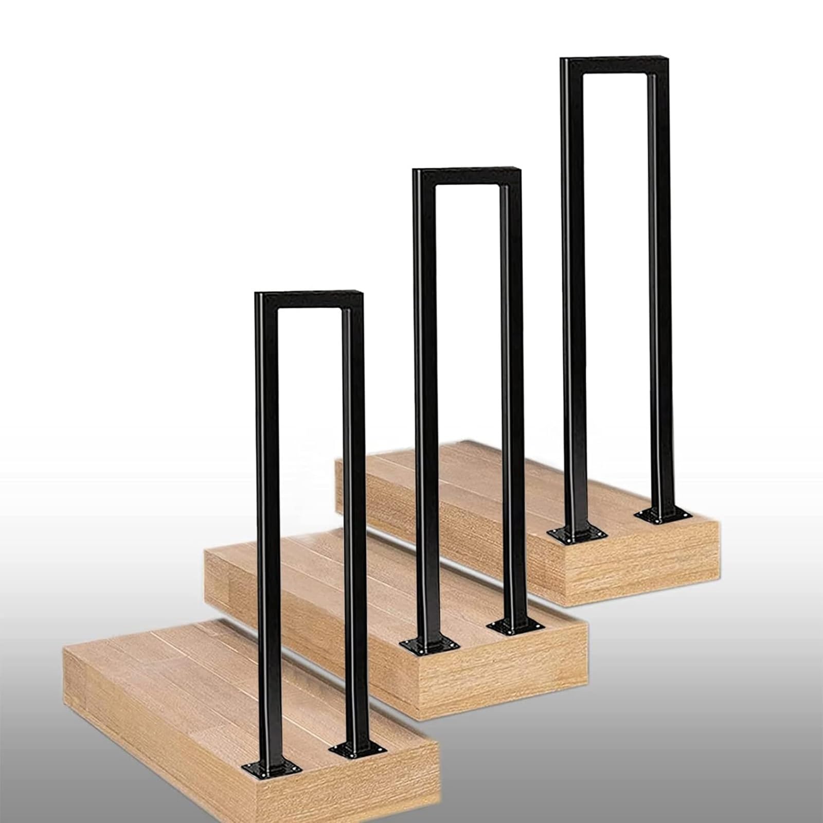 Kit garde-corps intérieur en fer forgé noir en U hauteur réglable 3 pièces
