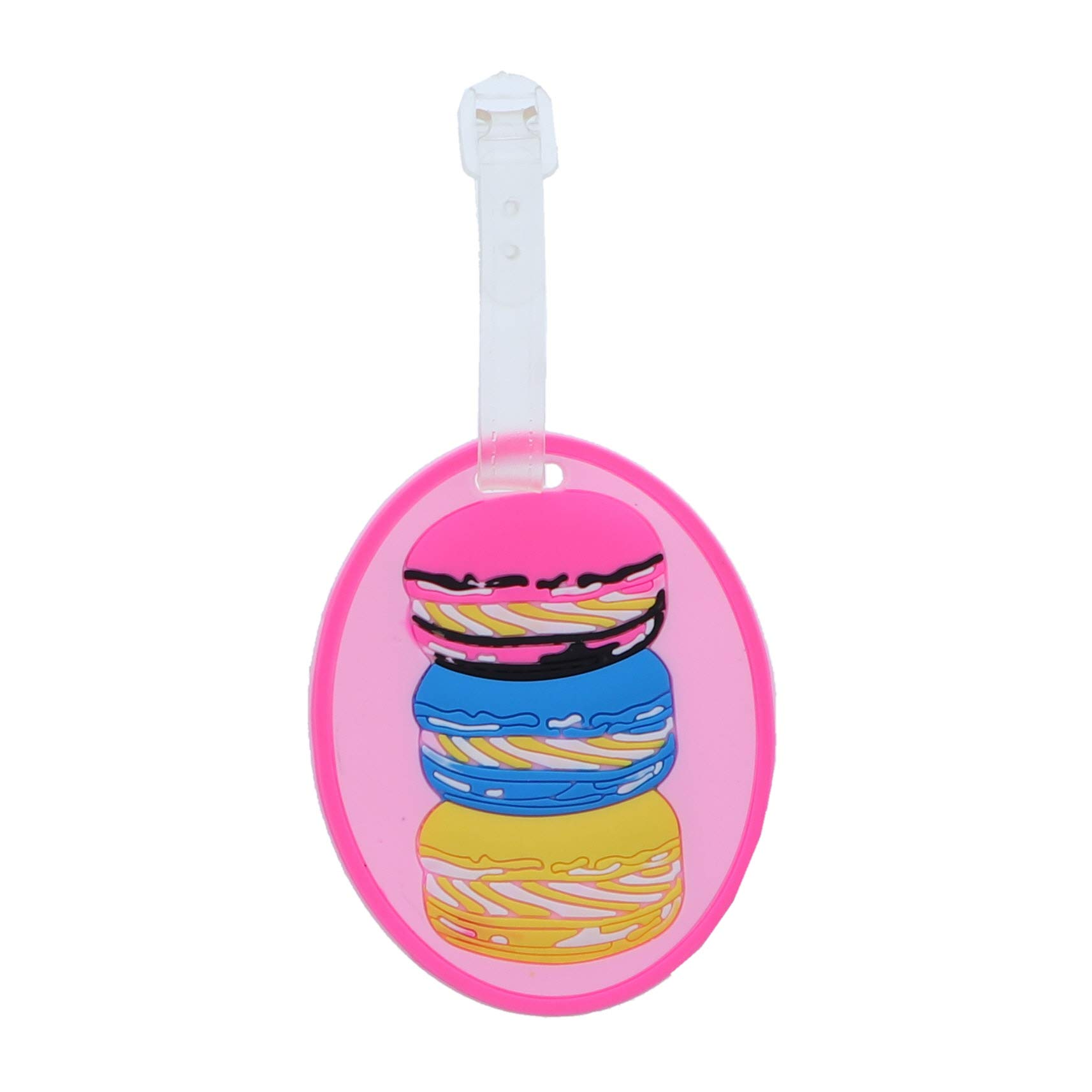 SandT CollectionFun Food Luggage Tags Travel Tag With Clear Strap - Pink Macaroon