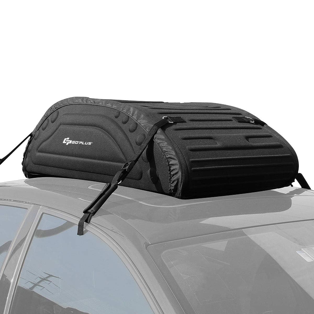 GOPLUS Daktas voor auto, dak bagagedrager, opvouwbare dakbox softbox, weerbestendige dakkoffer van waterdichte stof, opbergtas reistas voor reizen en transport, zwart