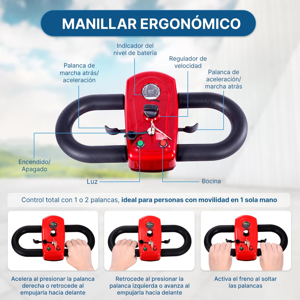Scooter 4 Ruedas para Movilidad Reducida y Mayores Desmontable Medidas Reducidas 190 Kg Dortomedical®