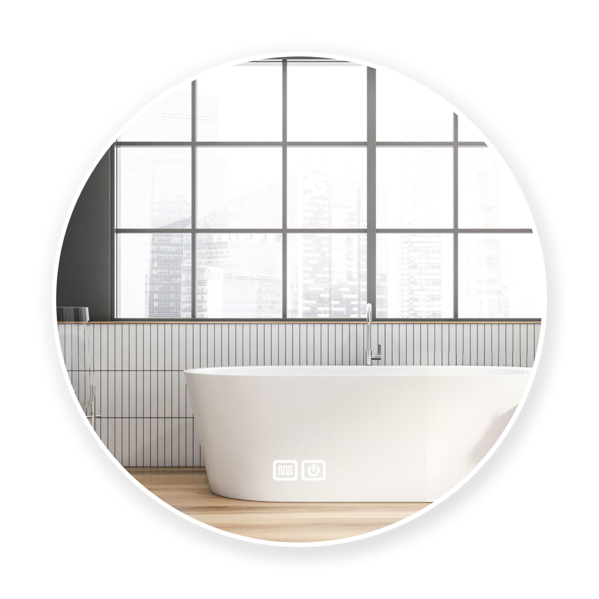 Bayt Espejo de Baño Redondo Luces LED - Espejos de Baño Iluminados de 60 cm con Retroiluminación | Espejos de Tocador de Pared Antiniebla Regulable | Espejo de Pared sin Marco