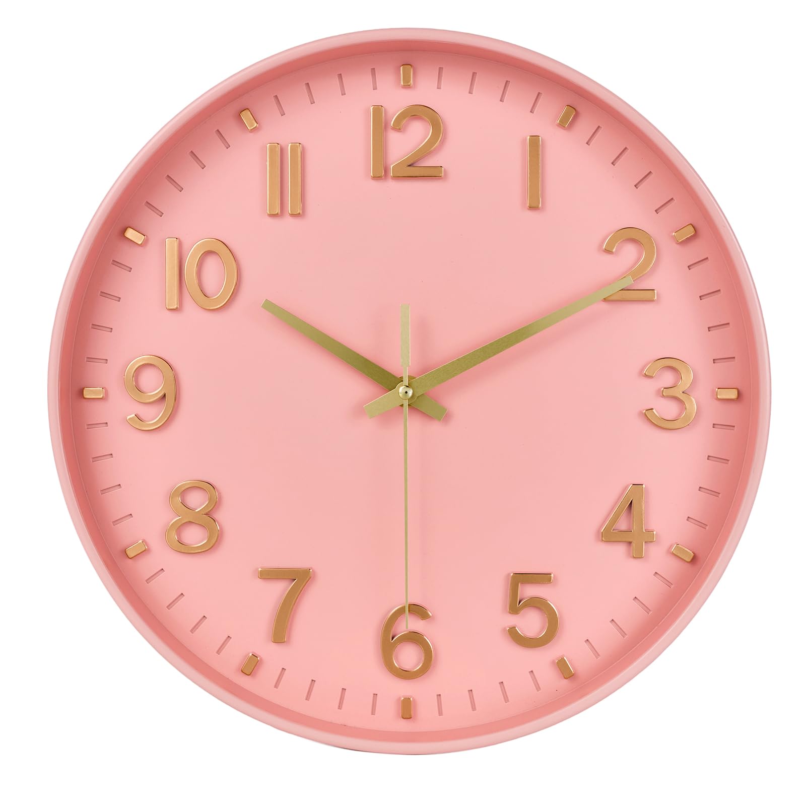 HZDHCLH Wall Clock 10 Inch Silent Non Ticking Quartz Modern Decorative Clock for Office Classroom Home Living Room Bedroom(Pink Gold)