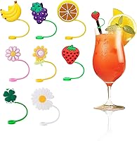 Vista 7 de Lindas fundas de popote para tazas, tapas reutilizables para popotes, tapa para vasos, cubierta de silicona para popotes, puntas de dijes