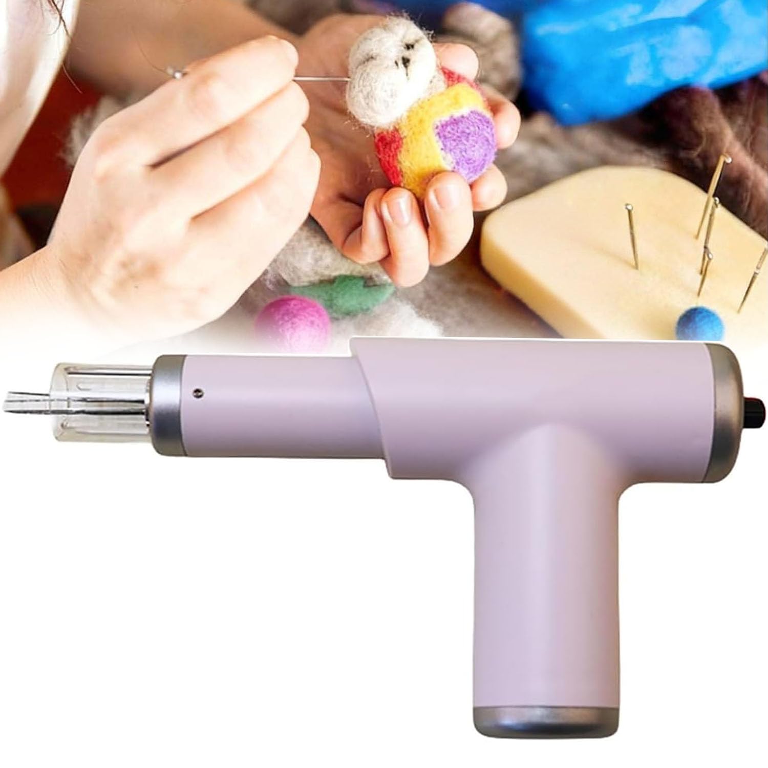 Herramientas de aguja de fieltro de lana con batería grande para pintura textil y figuras