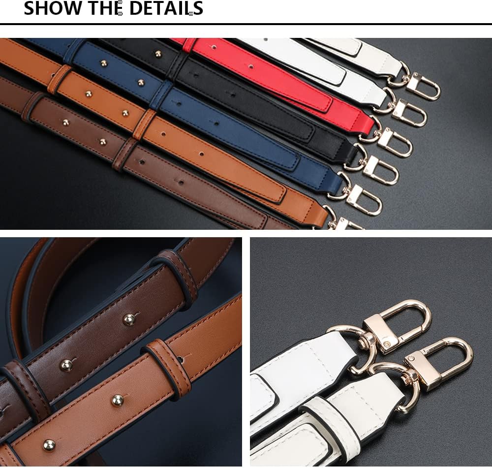 Smooth Leather Belt for Crossbody Handbags Shoulder Bag Replacement Adjustable Purse Strap Long Size Gold Clasp Brown