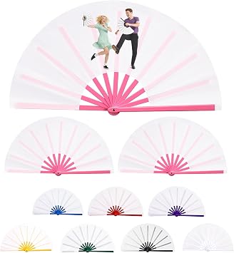 3 PCS Sublimation Fan Blanks White Polyester Hand Fan Heat Transfer Printing for Dancing, Wedding Preference Pink