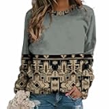 Western Sweatshirts for Women Native American Cowgirl Hoodies Aztec Shirts Long Sleeve Tops Blouses Fall Outfit