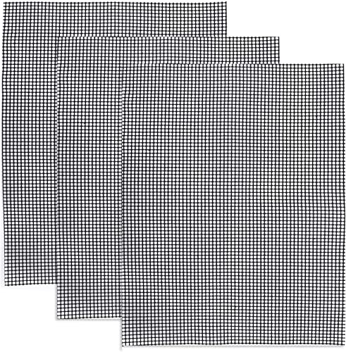 linlinfa Tappetini per barbecue, 100% antiaderenti, riutilizzabili per griglia, tappetini da forno, barbecue e teflon resistenti al calore, 40 x 33 cm, set di tappetini 3 pezzi