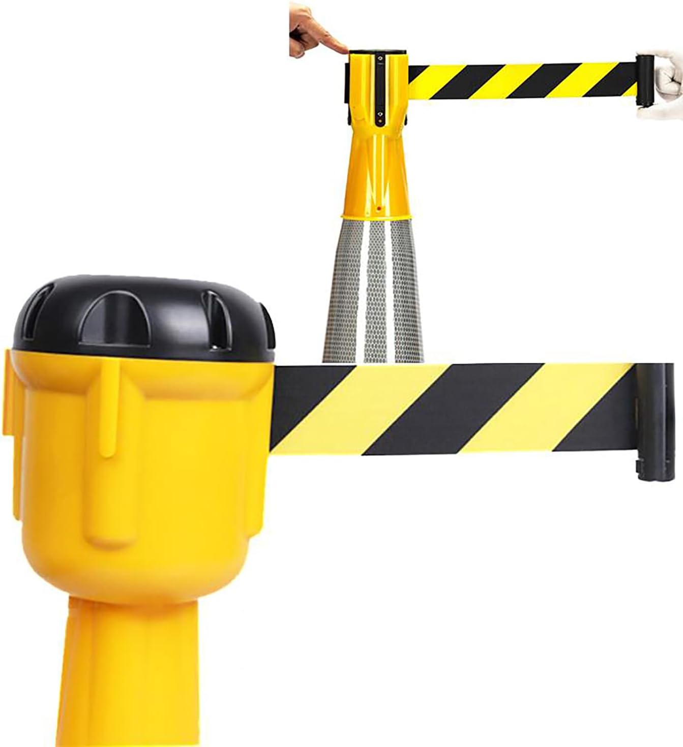 Portable Retractable Wall Mount Caution Belt, 8.5 M Retractable Belt Barrier, Indoor and Outdoor Do Not Cross Tape, for Traffic Cones, The Perfect Solution for Blocking Traffic and Pedestrian Areas