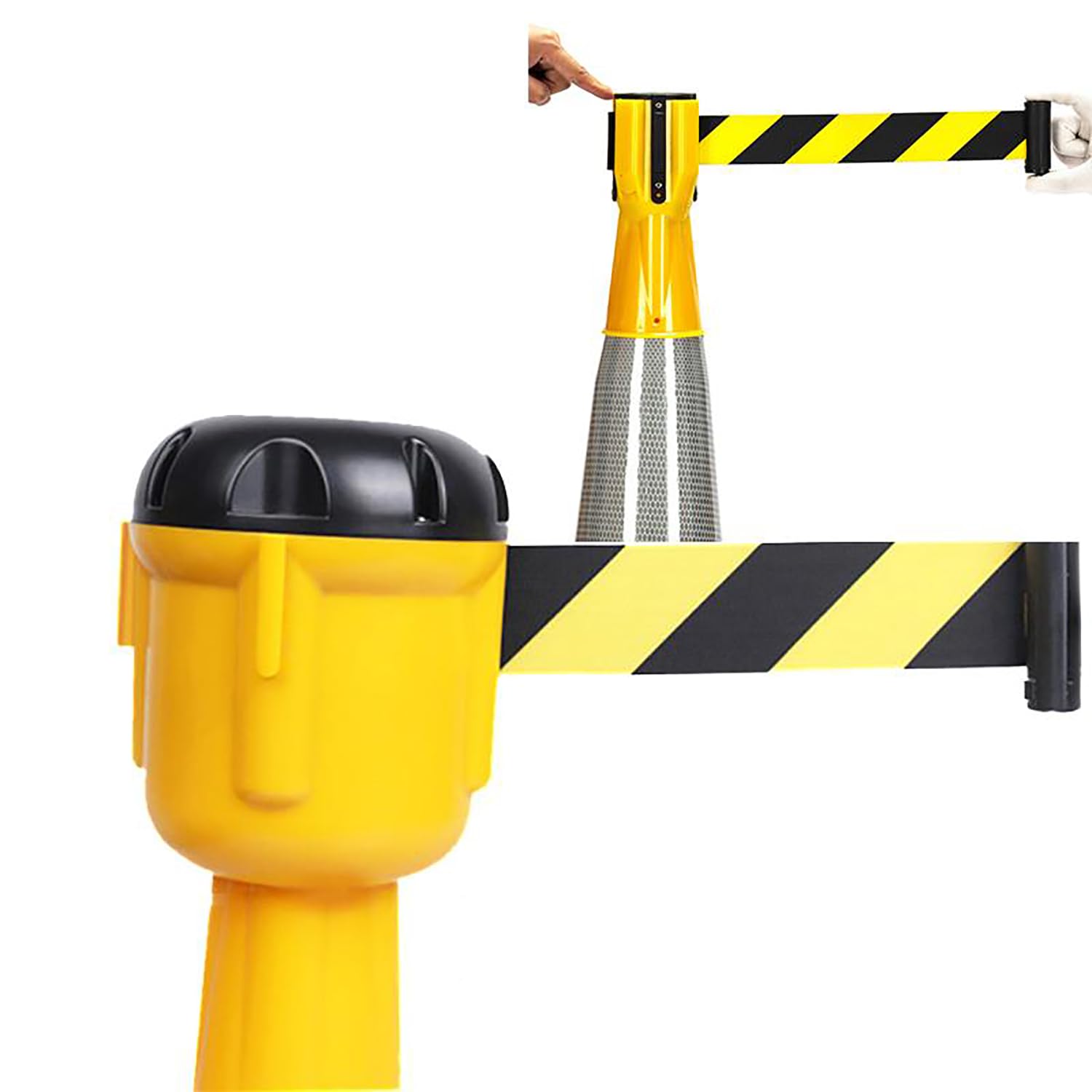 Portable Retractable Wall Mount Caution Belt, 8.5 M Retractable Belt Barrier, Indoor and Outdoor Do Not Cross Tape, for Traffic Cones, The Perfect Solution for Blocking Traffic and Pedestrian Areas