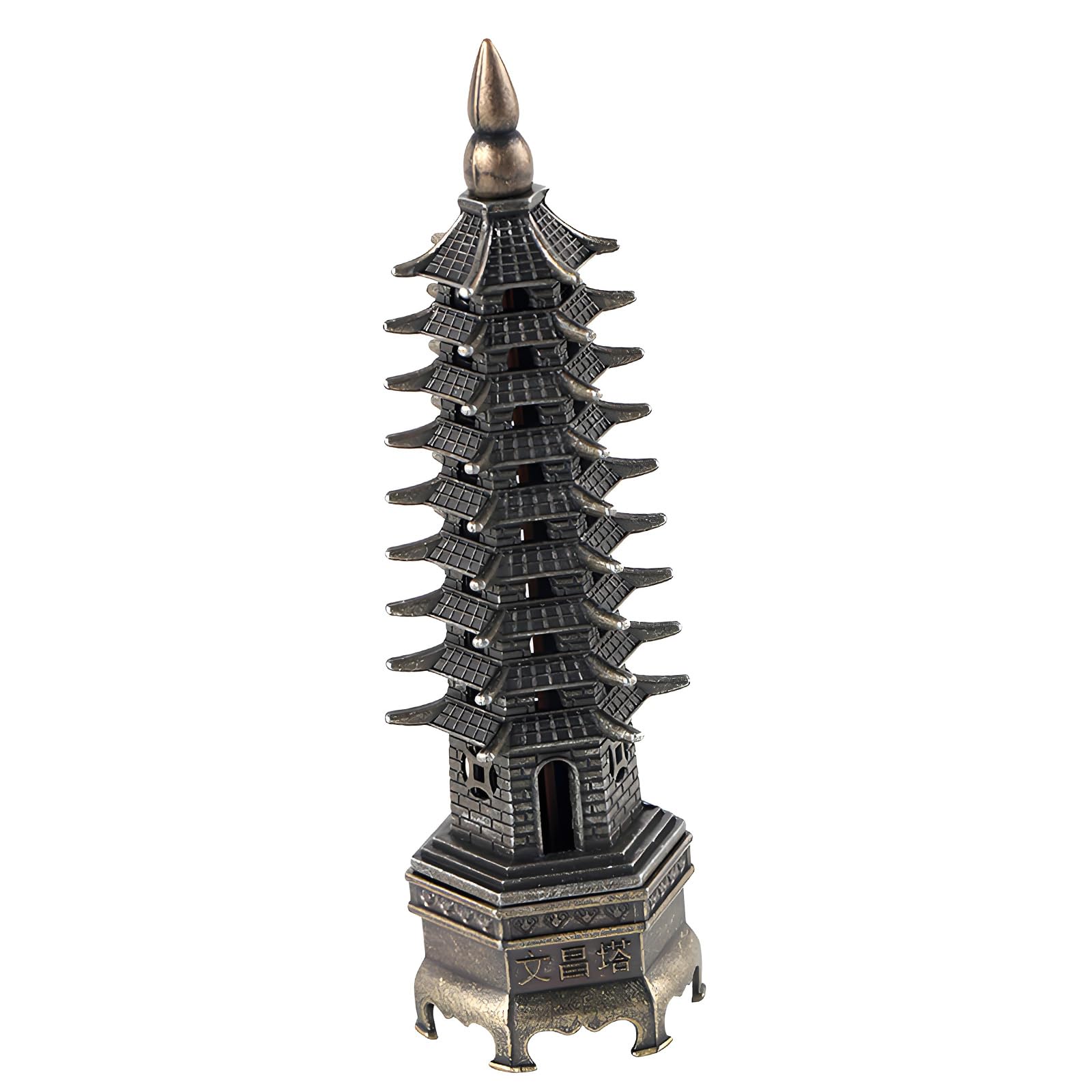 Classical Chinese Pagoda Shape Metal Incenses Burners Hollow Vertical Tower Censers for Home Decors and Meditations Pagoda Vertical Incenses Holder