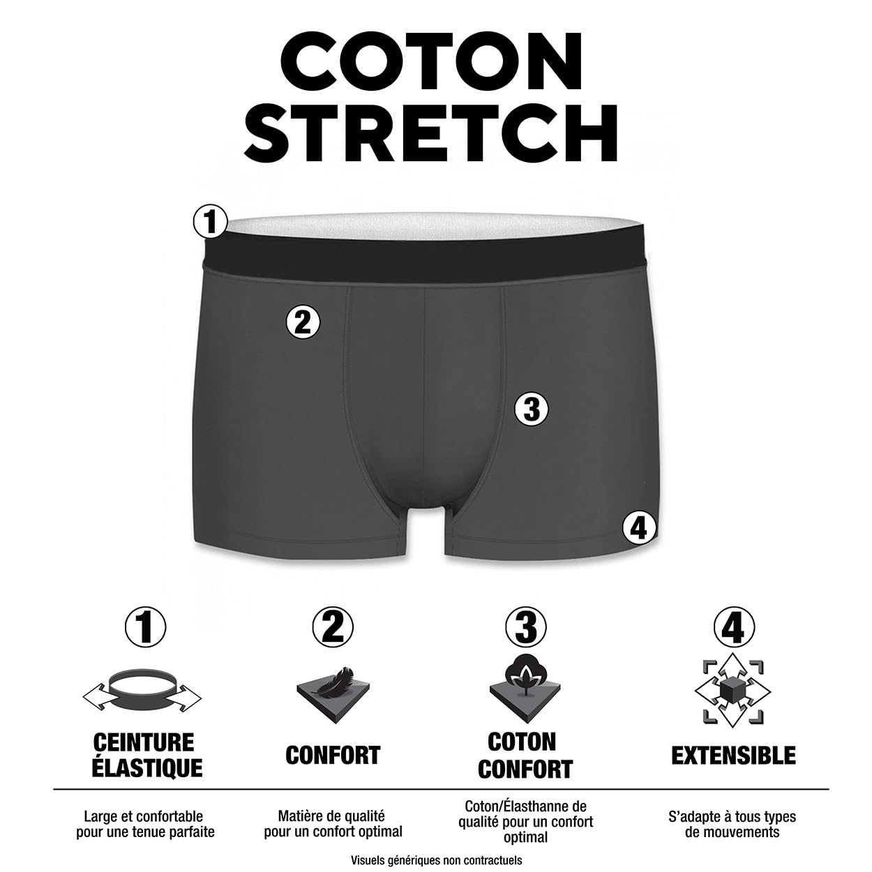 pierre cardin underwear Boxer Homme Coton, Caleçon Homme Naturel et Hypoallergénique (Lot de 8)