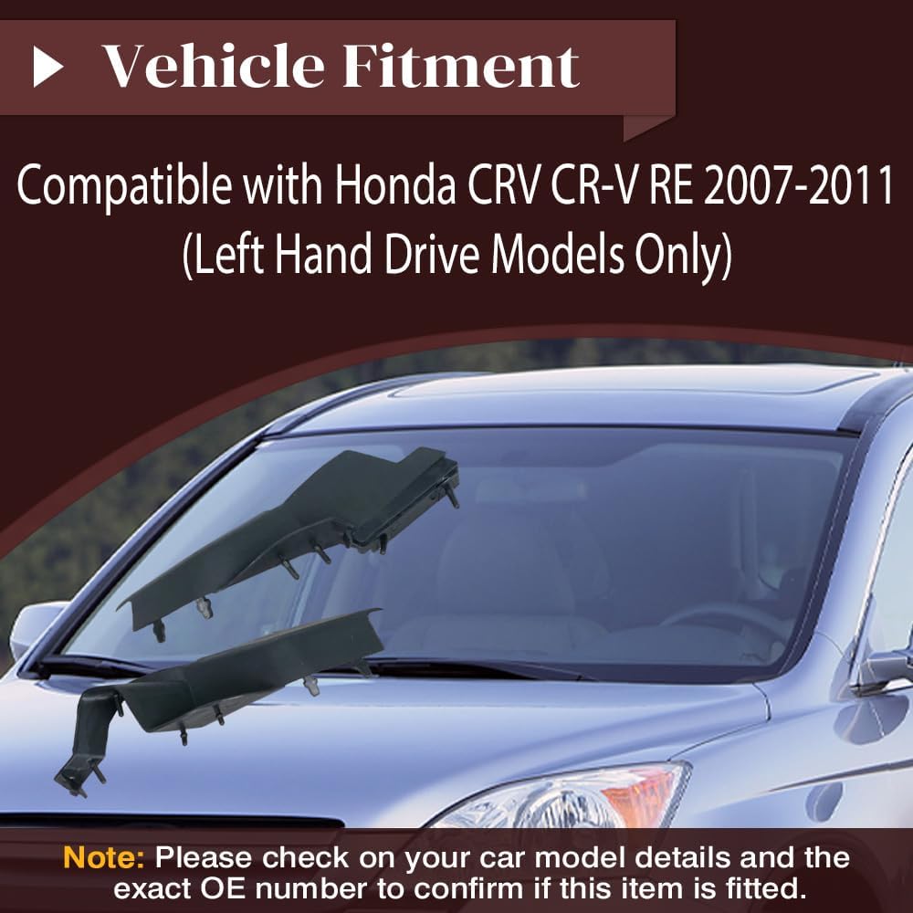 Windshield Wiper Side Cowl Cover Trim, Replaces 74212-SWA-A00, 74212SWAA00, 74222-SWA-A00, Compatible with Honda CRV CR-V RE 2007-2011, 2 pcs