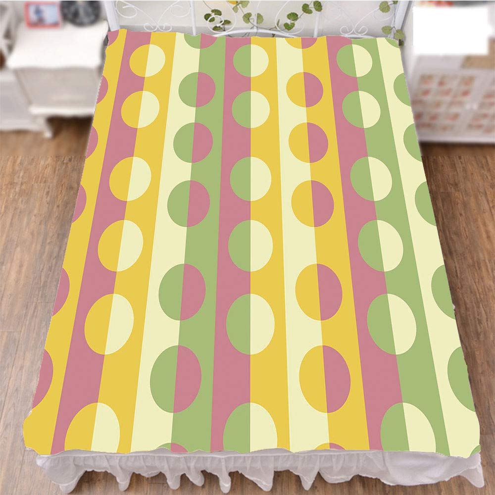 iPrint Bedding Duvet Cover Set 3D Print,Circle Geometric Shapes Over Striped Grid,Best Modern Style Bed Skirt for Men and Women by 70.9"x78.7"