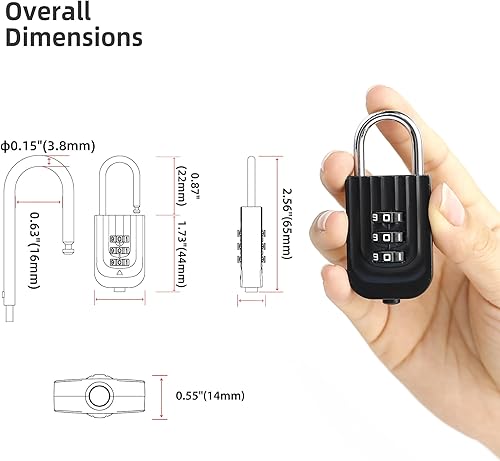 Miniatura 2 de Cerradura de combinación para casillero, cerradura de casillero de gimnasio con código, combinación de candado pequeño, candado combinado resistente