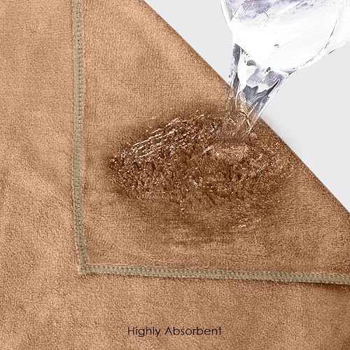 Image of HOUSSE Premium Hand Towel | Microfiber | Super Soft & Quick Dry | Home, Gym, Yoga, Fitness & Weight Lifting | Ultra Absorbent | 550GSM, 60x40cm [2-Pack] (Indian Tan)