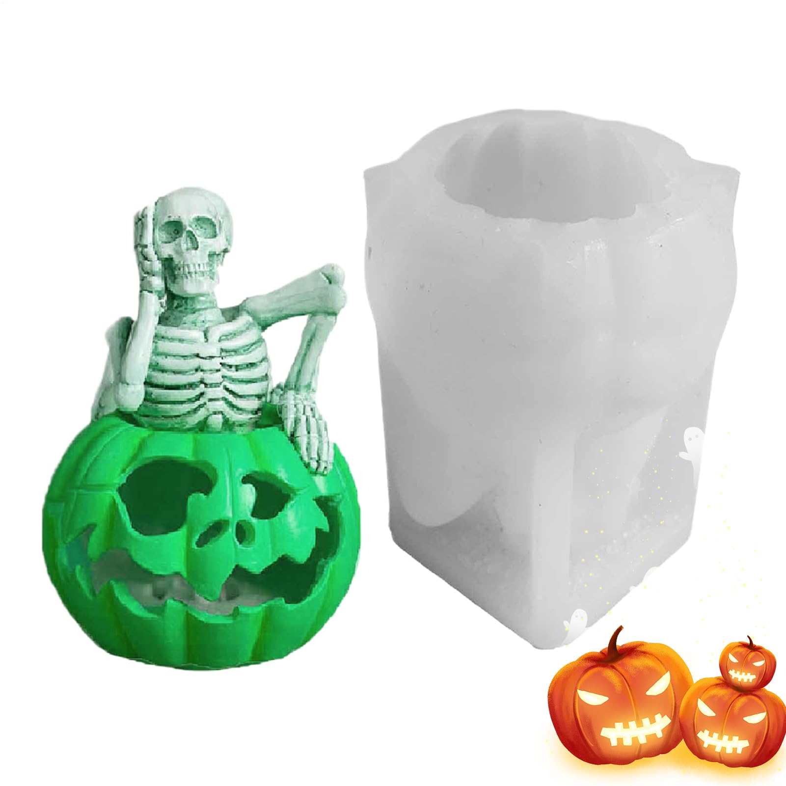 Moule à bougie citrouille d'Halloween en résine pour DIY de pâtisserie et déco de bureau effrayante