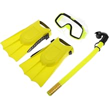 Healeved Snorkeling Gear Set with Dry Snorkel and Fog-Resistant Goggles Floating Flippers for Safety Valve and Waterblocking Design for Comfortable Diving Training and Beach Adventures