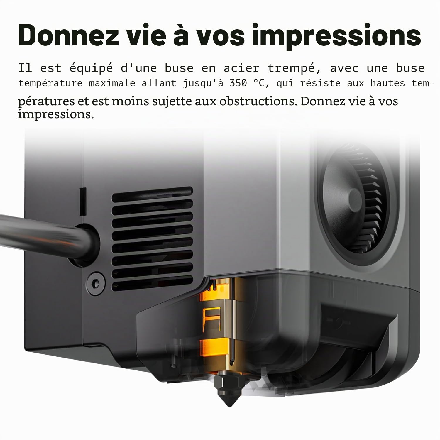 HzdaDeve Lot de 2 têtes d'extrusion en acier trempé en céramique pour Centauri Carbon 2/CC2, kit extrudeur, cartouche chauffante, couvercle en silicone, bloc chauffant avec buses trempées