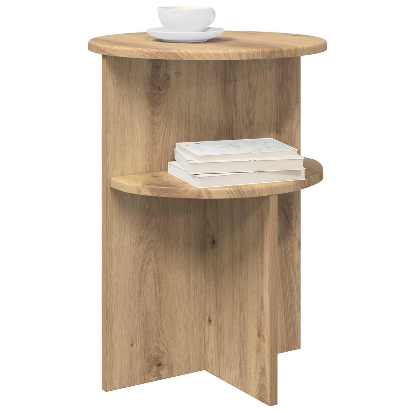 Stolik pomocniczy, dąb Artisan, Ø 39,5 x 55 cm, materiał drewnopochodny, uniwersalny stół do odkładania do salonu, sypialni, korytarza, balkonu, stabilna konstrukcja i łatwe czyszczenie